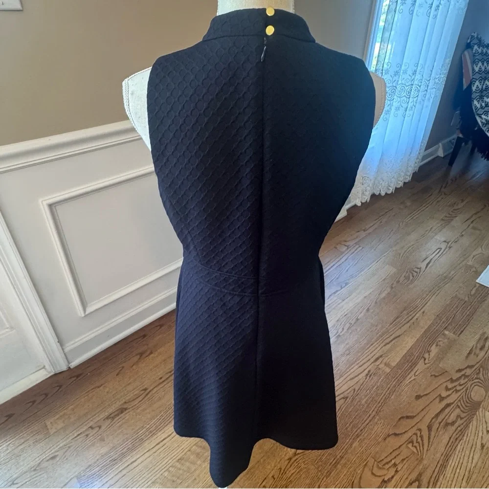 Nine West women’s size 8 navy Blue Lined Sleeveless Dress textured mock‎ neck - Picture 8 of 12